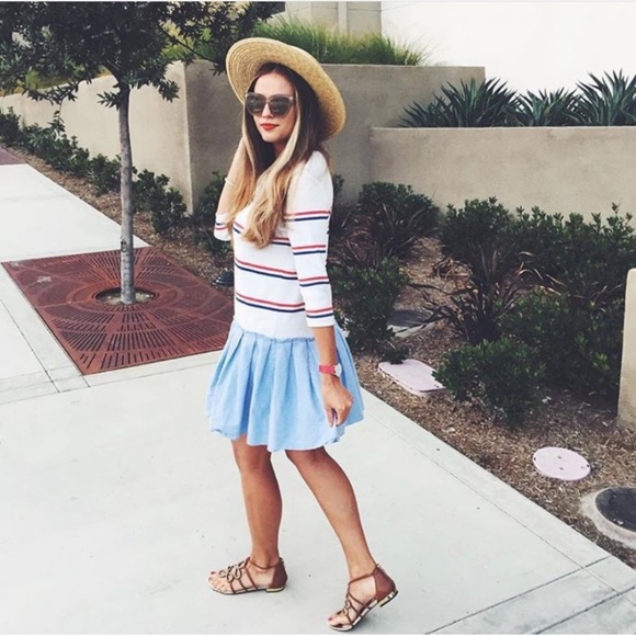 English Factory Dresses & Skirts - English Factory • Striped Sweater Dress w/ Pleats